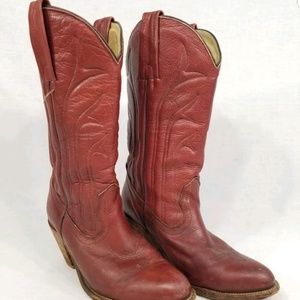 Frye Stacked Heel Cowgirl Boots Vintage